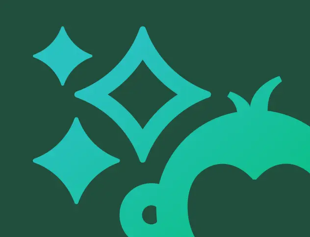 En bild med Goldie, abstrakta former och stiliserade stjärnor i gröna och blå färger.