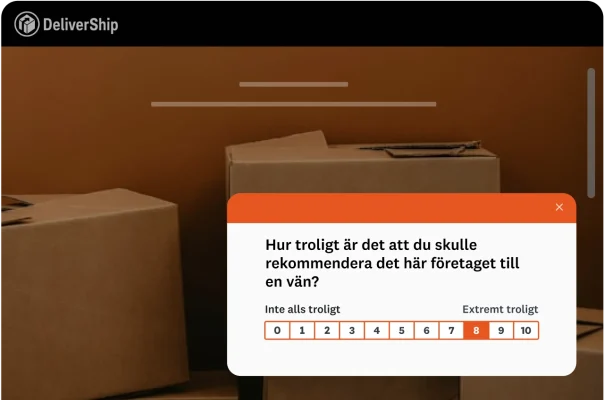 En enkätfråga om hur sannolikt det är att du skulle rekommendera det här företaget till en vän