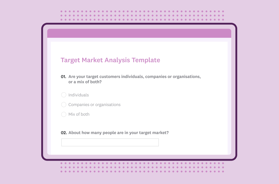 A screenshot of a SurveyMonkey target market analysis survey template